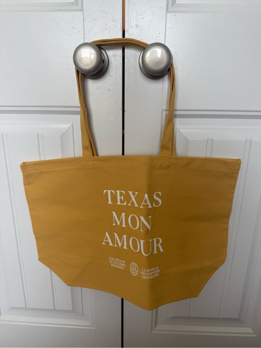Sezane Mustard Yellow "Texas Mon Amour" Canvas Tote New